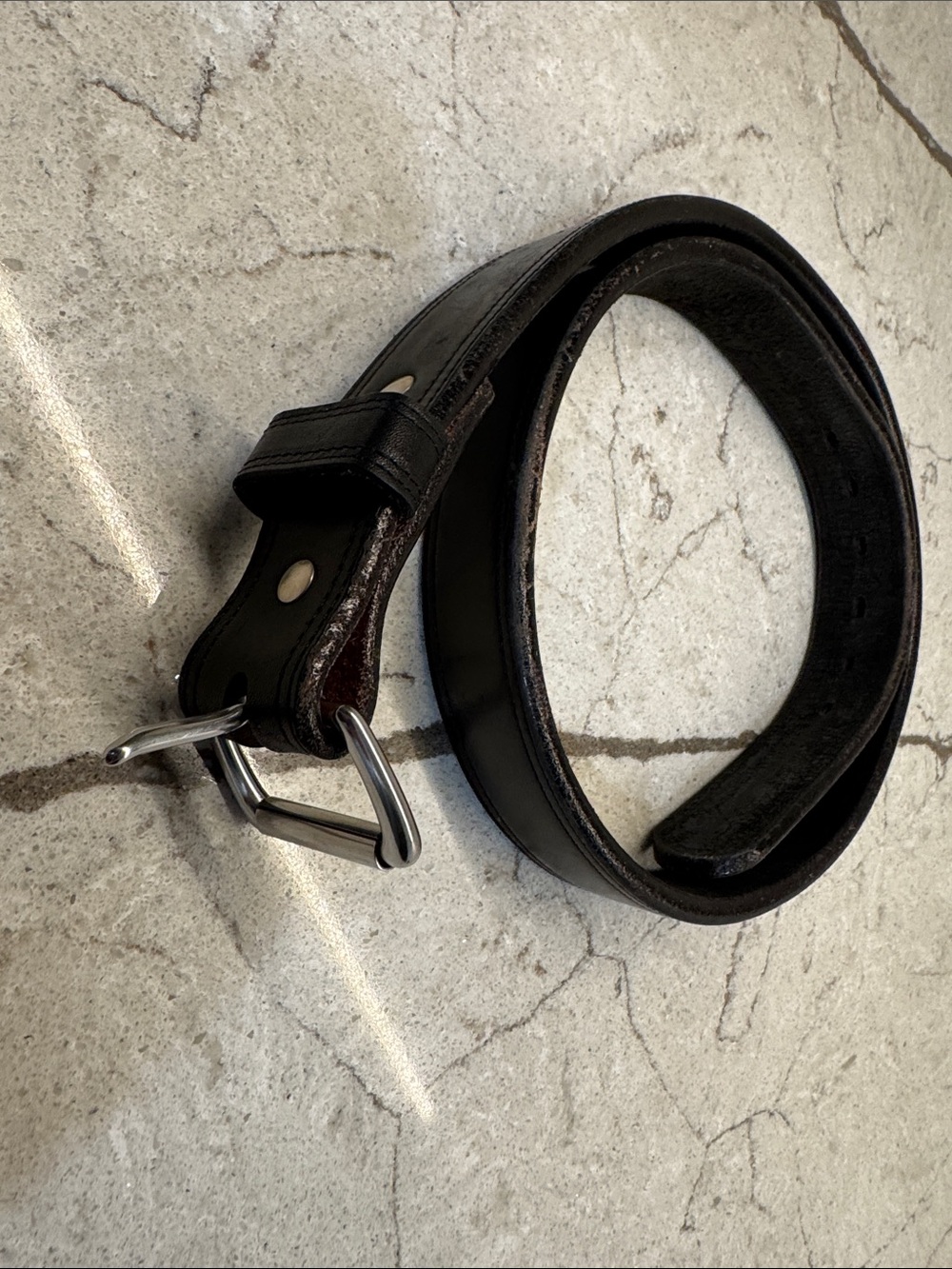 Hanks Belts Men's Black Leather 100 year belt